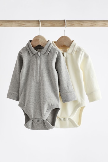 Grey/Cream Baby Bodysuits 2 Pack