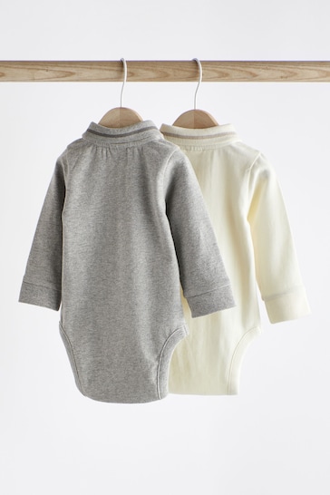 Grey/Cream Baby Bodysuits 2 Pack