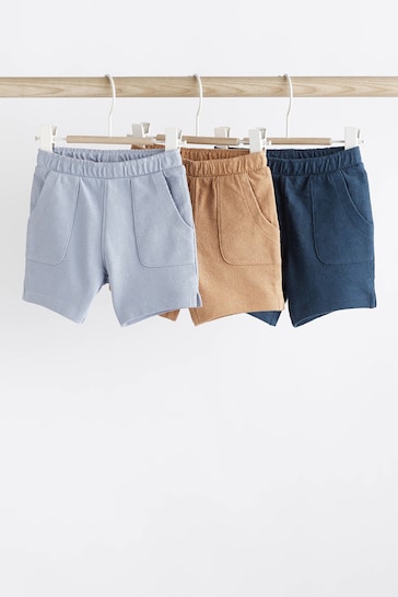 Navy Brown Baby Textured Shorts 3 Pack