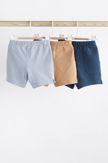 Navy Brown Baby Textured Goldgarn Shorts 3 Pack