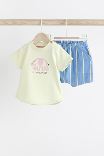Green Elephant Baby T-Shirt And Shorts 2 Piece Set