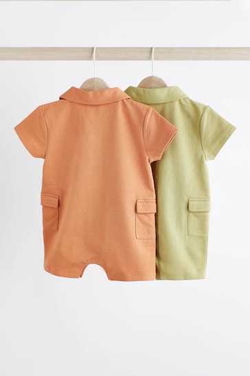 Green/Orange Collar Jersey Rompers 2 Pack
