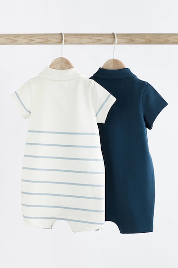 Blue Stripe Collar Jersey Rompers 2 Pack