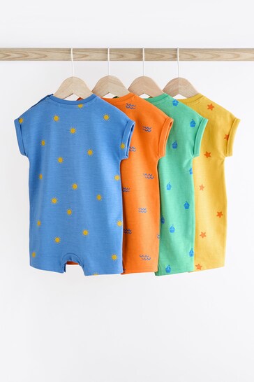 Multi Bright Baby Jersey Rompers 4 Pack