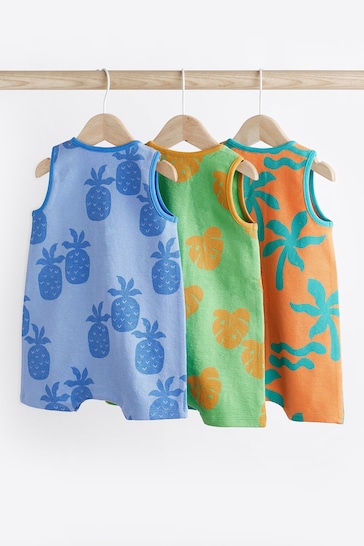 Bright Palm Baby Jersey Vest Rompers 3 Pack