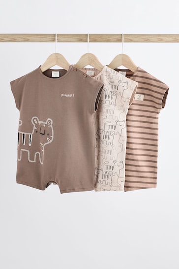 Brown Tiger Baby Jersey Rompers 3 Pack