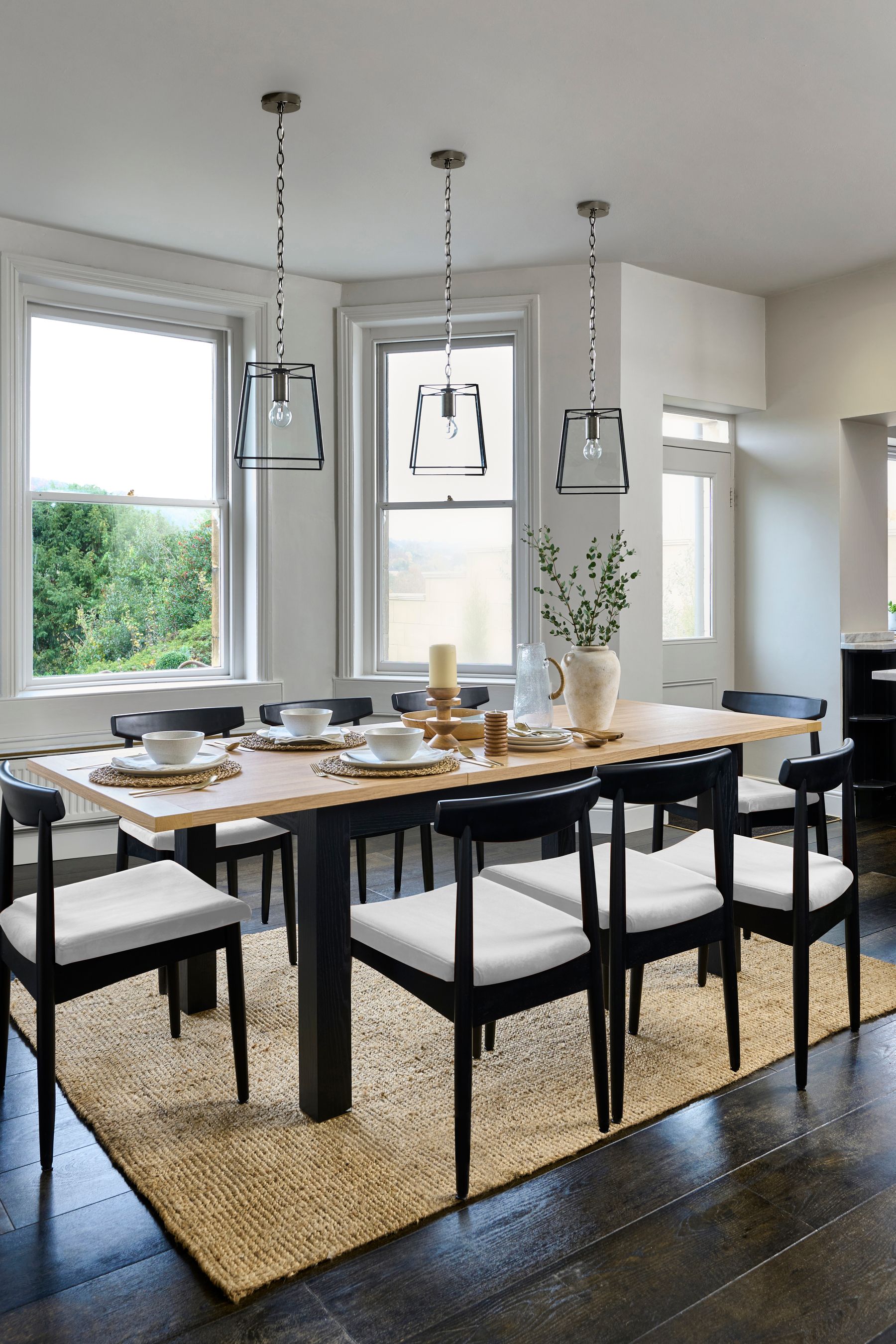 Black Malvern Oak Effect 6 to 10 Seater Extending Dining Table