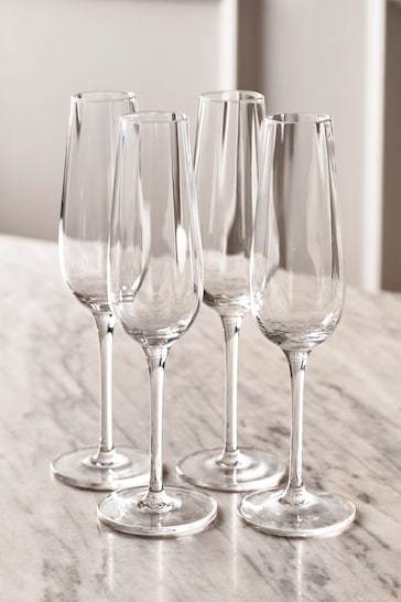 Set of 4 Clear Kya Champagne Flutes