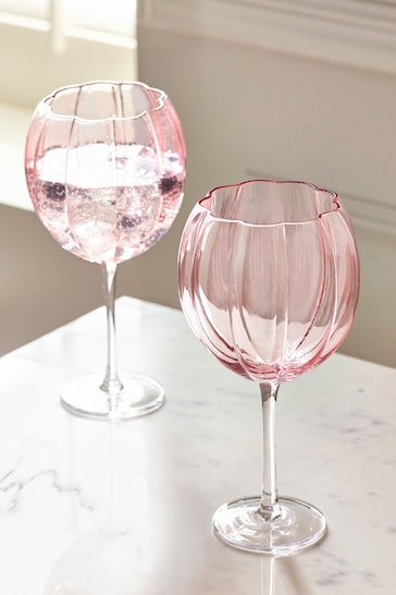 Set of 2 Pink Ottilie Gin Glasses