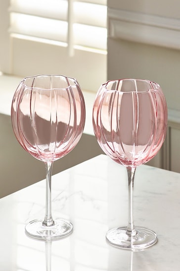 Set of 2 Pink Ottilie Gin Glasses