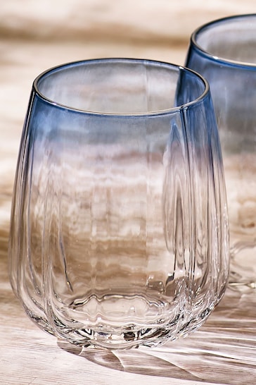 Set of 4 Blue Salcombe Tumbler Glasses