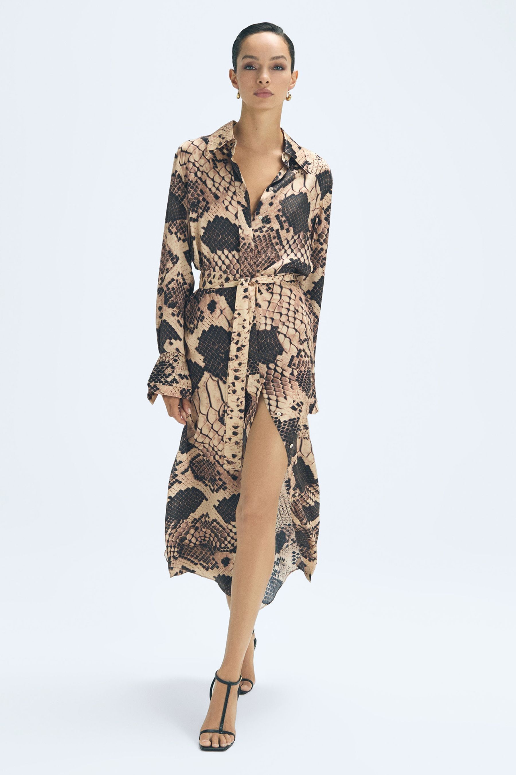 Snake print maxi shirt on sale dress