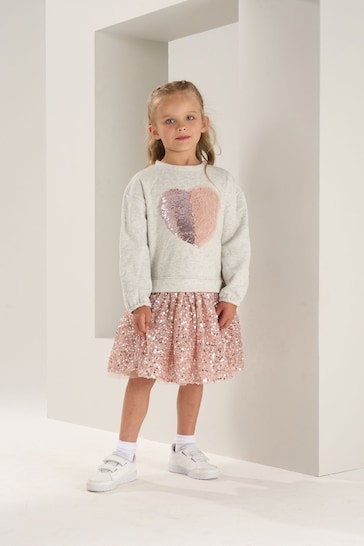 Angel & Rocket Grey Madelyn Sequin Skirt Sweat bear-print Dress