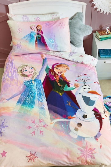 Disney Frozen Pink 100% Cotton Duvet Cover and Pillowcase Set
