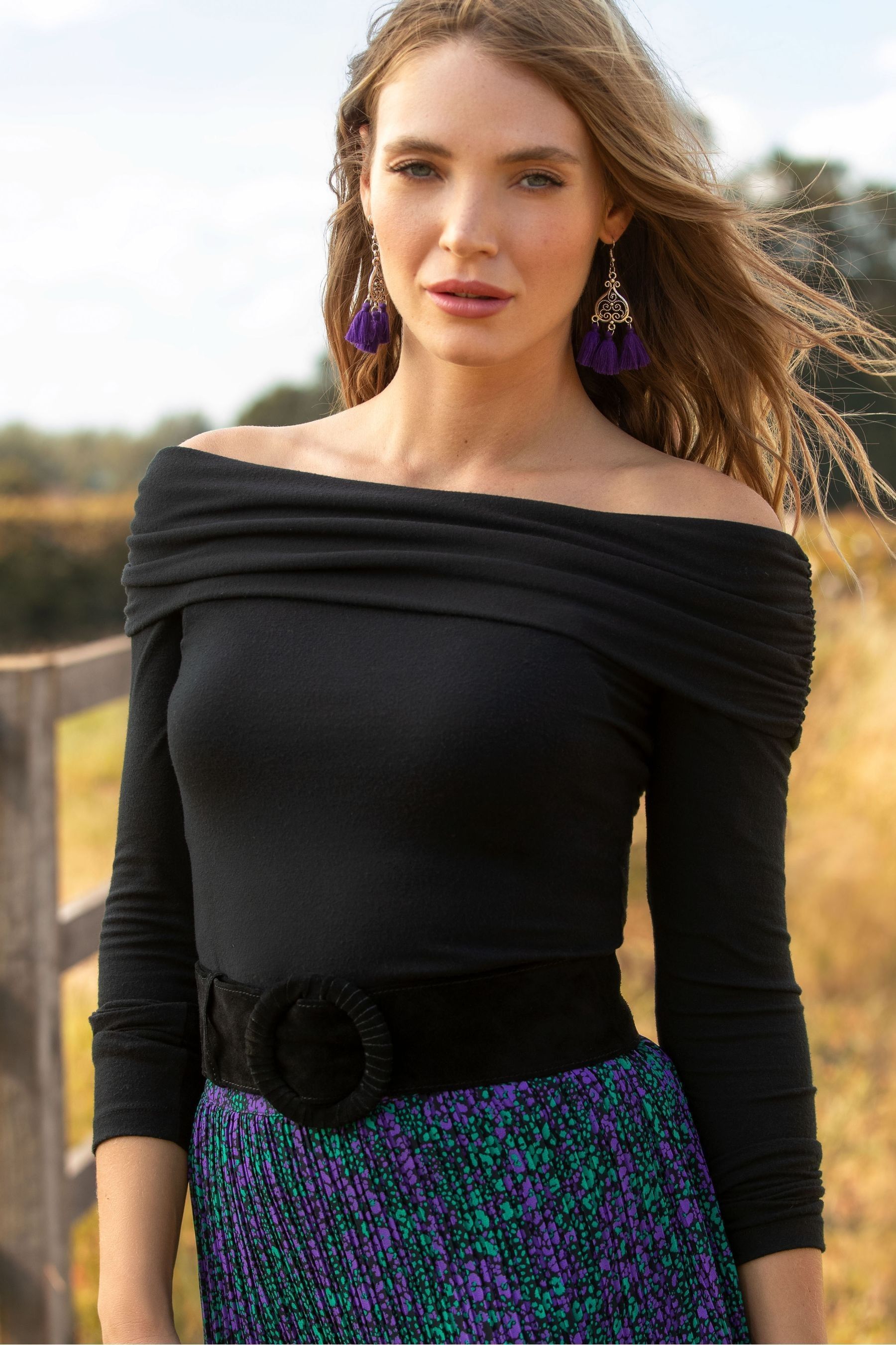 Black bardot cheap top uk