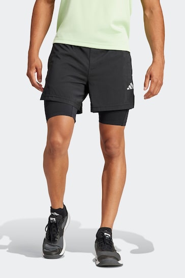 adidas Black Gym Training 2-In-1 Shorts