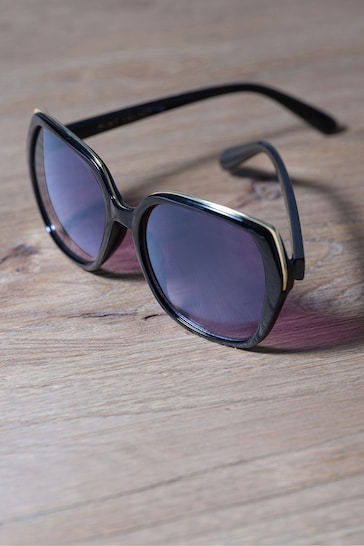 Mint Velvet Black Amalfi Gold Detail Sunglasses