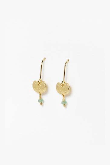 Oliver Bonas Green Usha Aventurine Gold Plated Drop Earrings