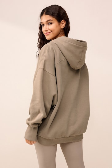 Neutral Grey Oversized Relaxed Fit Active Longline Overhead Hoodie