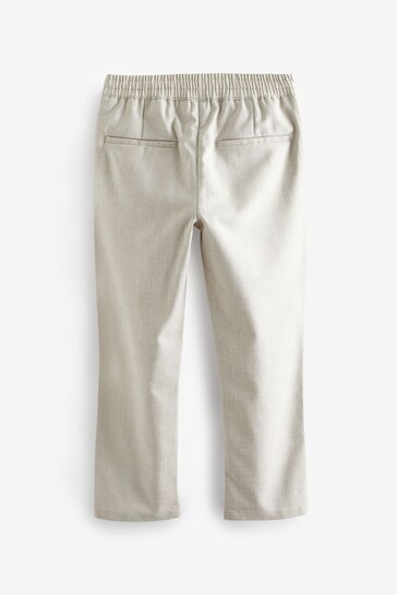 Ecru Neutral Smart Linen Blend Trousers (3-16yrs)