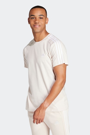 adidas Cream Sportswear Essentials Single Jersey 3-Stripes T-Shirt