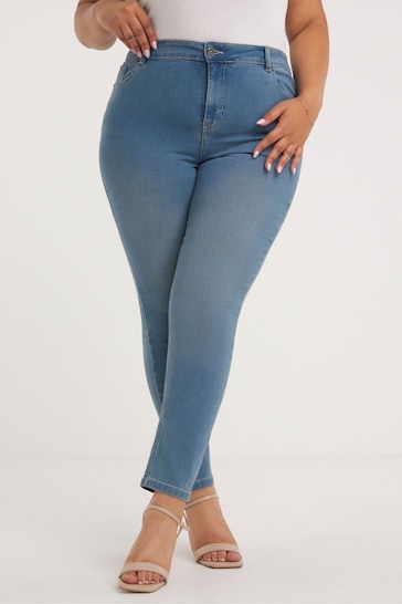 Simply Be Blue Lexi Highwaisted Super Stretch Slim Leg Jeans