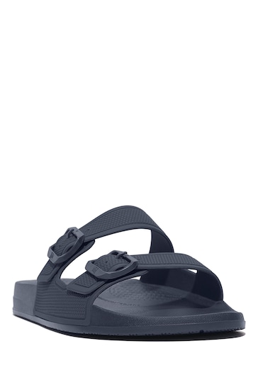 FitFlop iQushion Mens Blue Two-Bar Buckle Slides