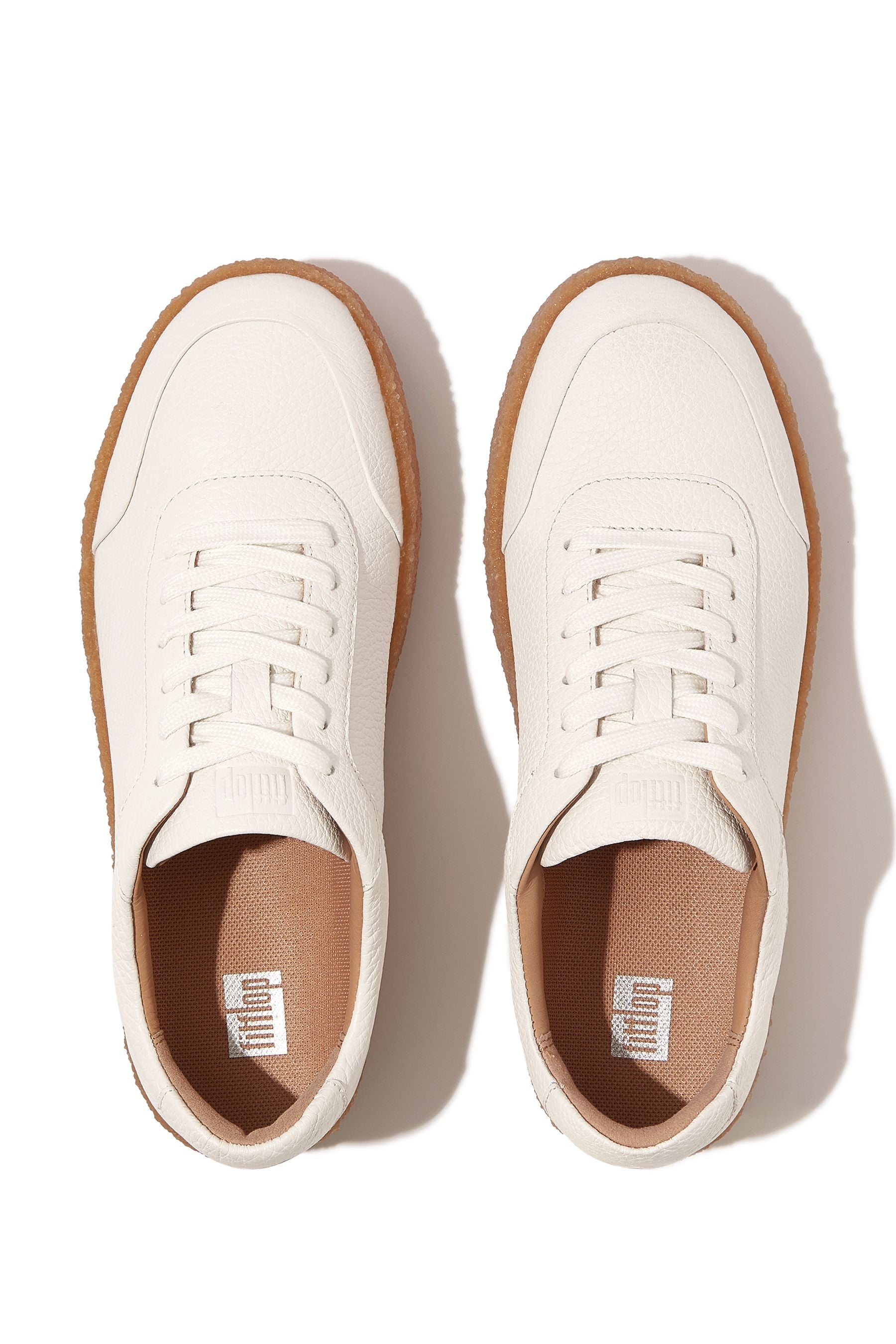 Buy FitFlop Rally Tumbled Leather Crepe White Sneakers from the
