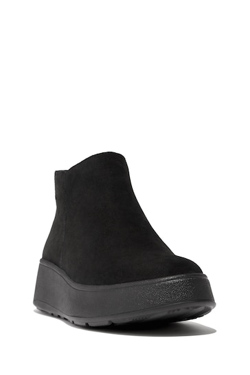FitFlop F-Mode Suede Flatform Zip Ankle Black Boots