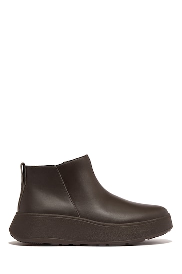 FitFlop F-Mode Leather Flatform Zip Ankle Brown Boots
