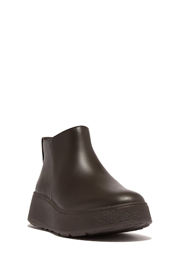 FitFlop F-Mode Leather Flatform Zip Ankle Brown Boots