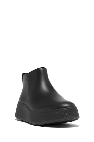 FitFlop F-Mode Leather Flatform Zip Ankle Black Boots