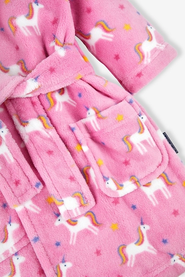 JoJo Maman Bébé Pink Girls' Unicorn Print Dressing Gown