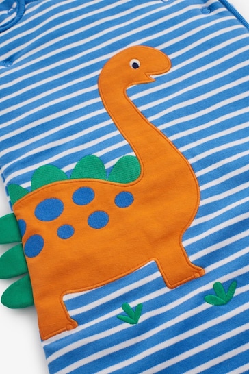 JoJo Maman Bébé Blue Stripe Dino Appliqué 2.5 Tog Baby Sleeping Bag