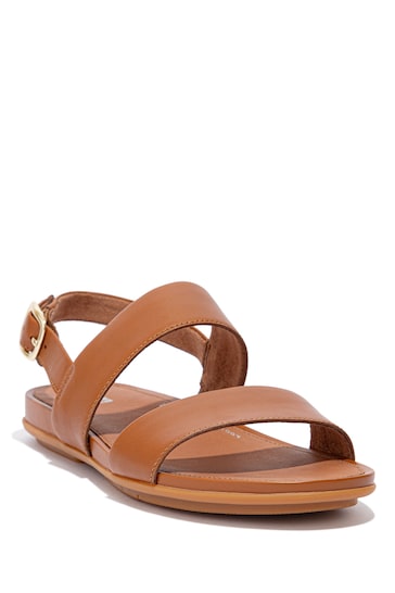 FitFlop Gracie Leather Back-Strap Brown Sandals
