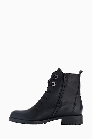 Gabor Prissie Black Leather Ankle Black Boots