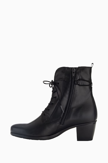 Gabor Easton Leather Ankle Black Boots