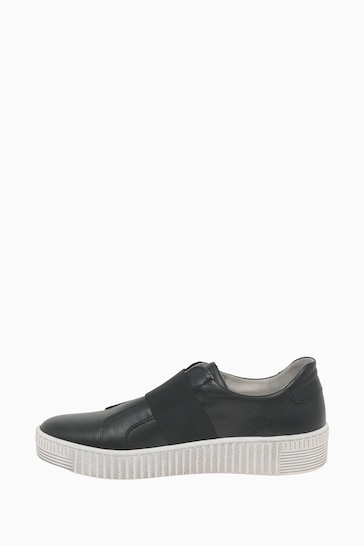 Gabor Willow Black Leather Casual Trainers