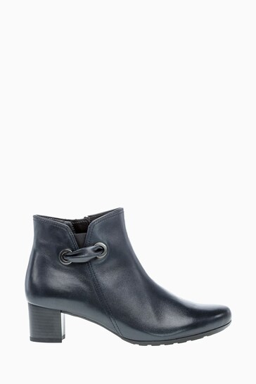 Gabor Blue Keegan Midight Leather Ankle Boots