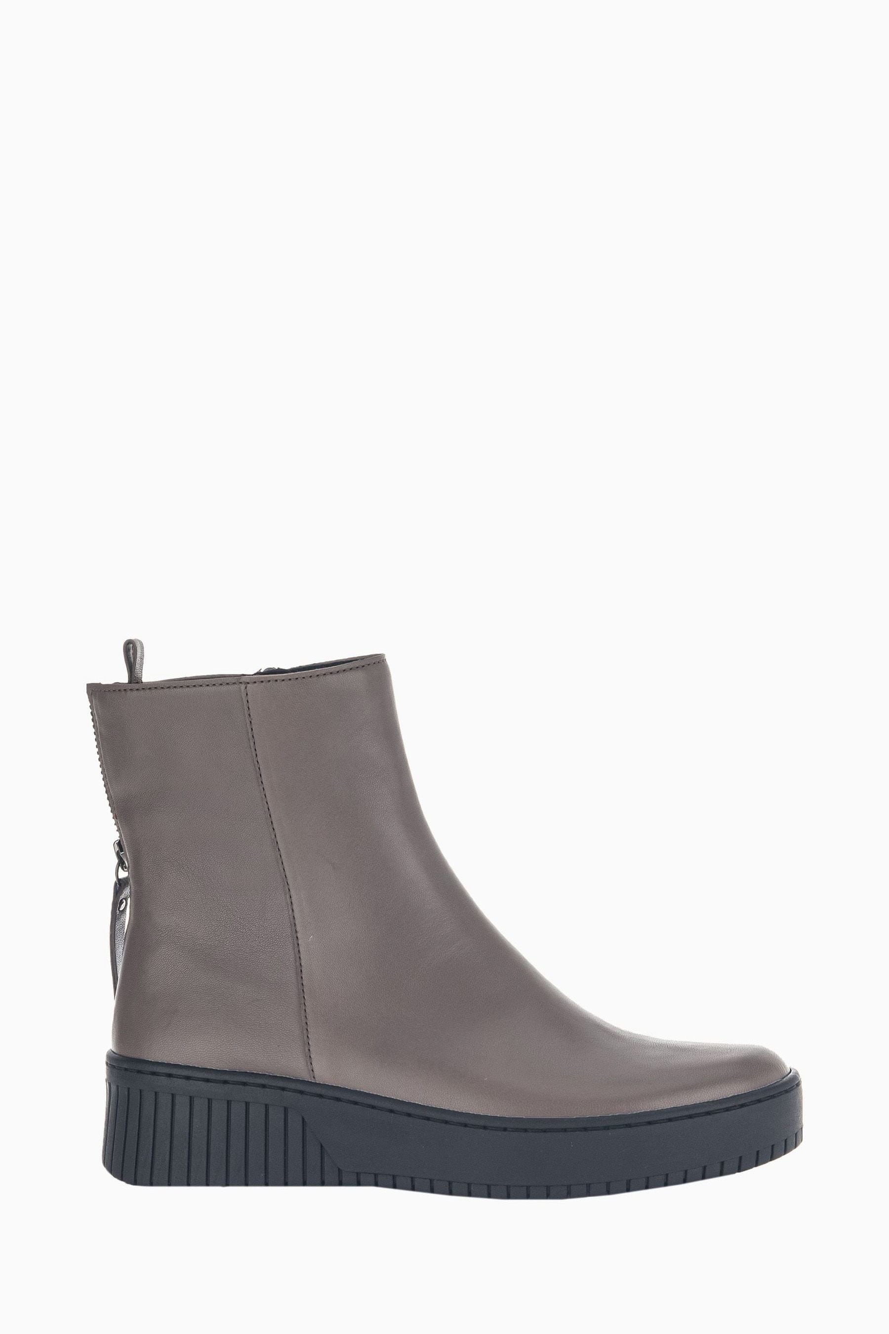 Gabor Grey Tower Taupe Leather Ankle Boots
