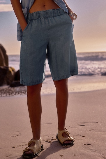 Blue TENCEL™ Denim Bermuda Shorts