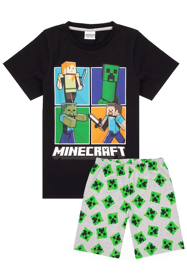 Vanilla Underground Black Minecraft Licensing Boys Short Gaming Pyjamas