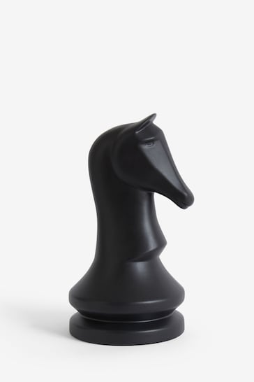 Black Ceramic Knight Chess Piece Ornament