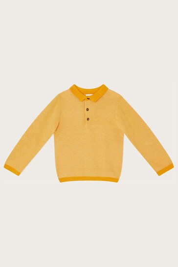 Monsoon Yellow Mixed Knit Polo Sweatshirt