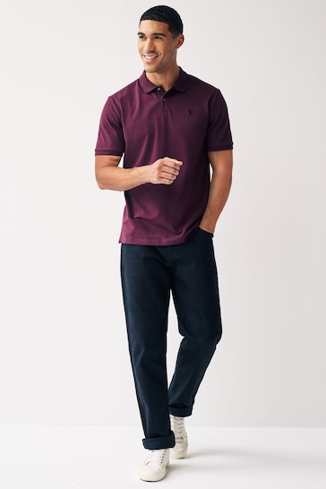 Purple Dark Regular Fit Pique Polo Shirt