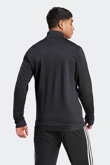 adidas Black Sportswear Essentials Warm Up 3 Stripes Track Top