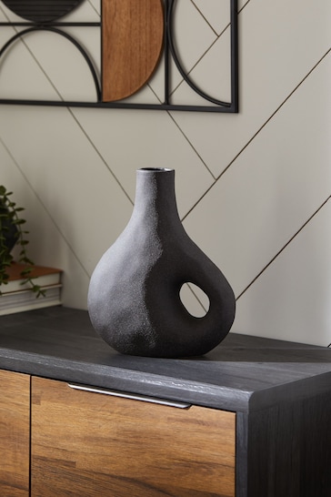 Black Scandi Textured Vase