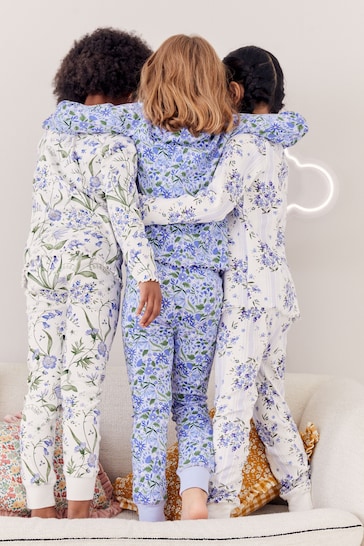 Blue/White Bluebell Floral Pyjamas 3 Pack (9mths-16yrs)