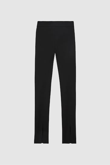 Reiss Black Jayne Petite Skinny Fit Split Front Trousers