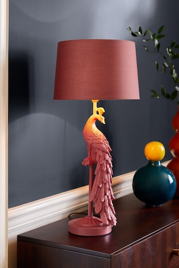 Red Peacock Table Lamp